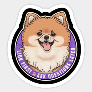 Lick First! Pomeranian Dog Design Sticker